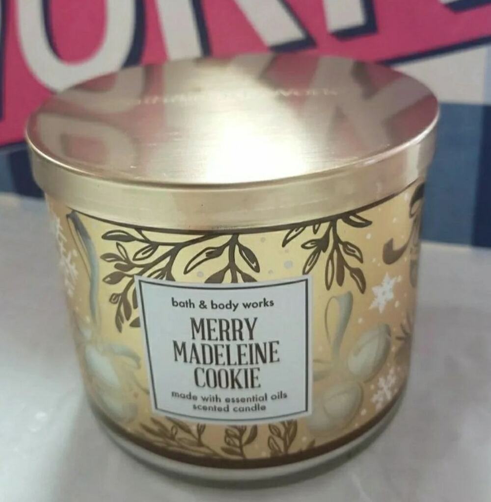 BBW Merry Madeleine Cookie Large 3 Wick Candle Holiday Christmas Home Fragrance